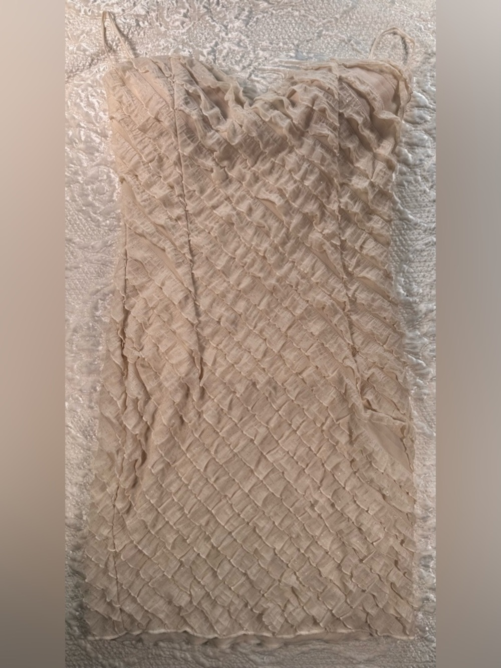 Mystic Cream Ruffled Maxi Dress